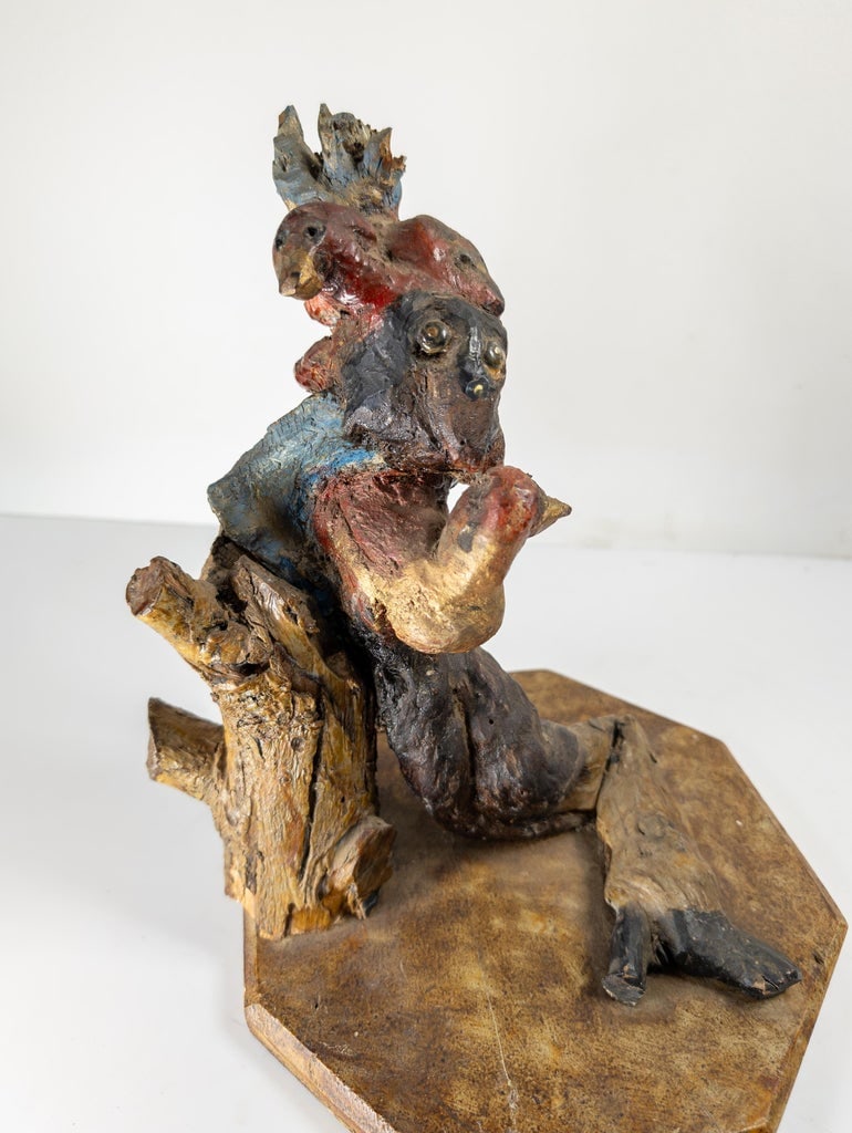 19th Century Primitive Tramp Folk Art Polychrome Driftwood Rootwood Figure - 10