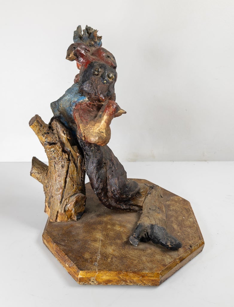 19th Century Primitive Tramp Folk Art Polychrome Driftwood Rootwood Figure - 3