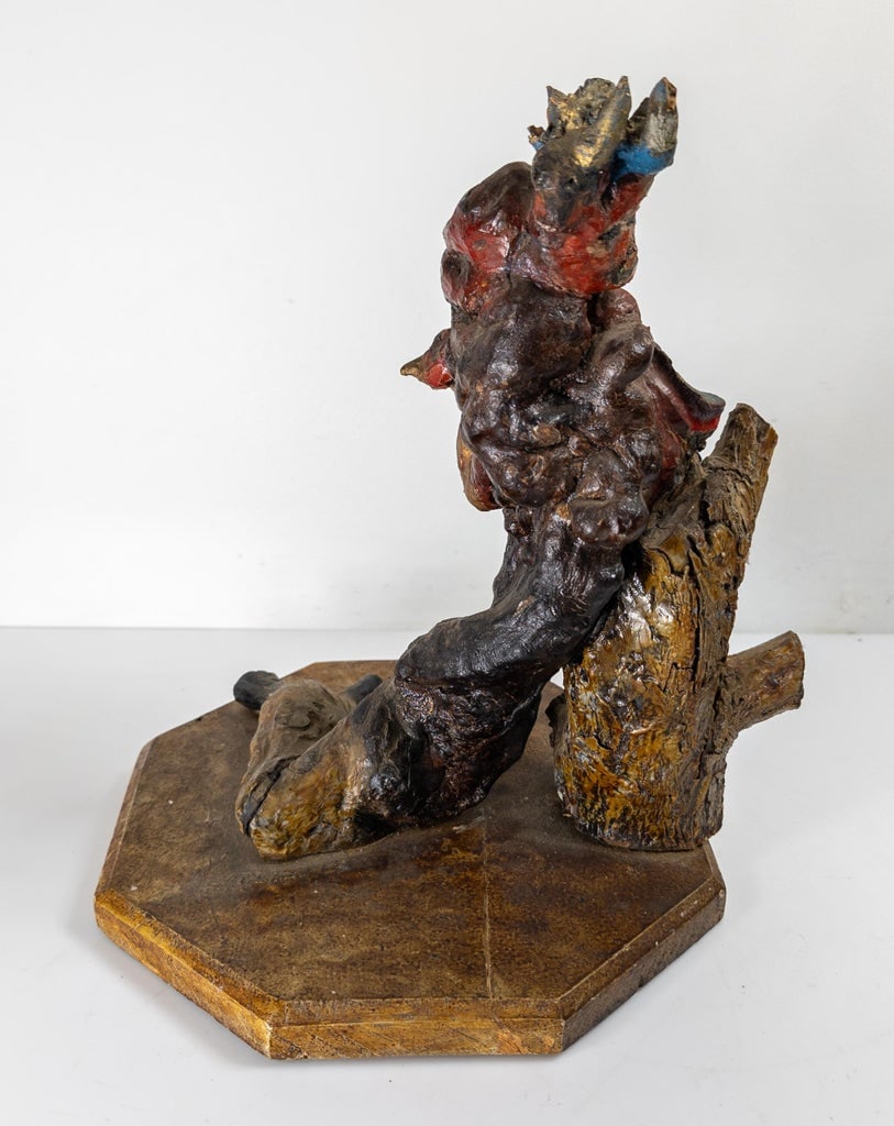 19th Century Primitive Tramp Folk Art Polychrome Driftwood Rootwood Figure - 5