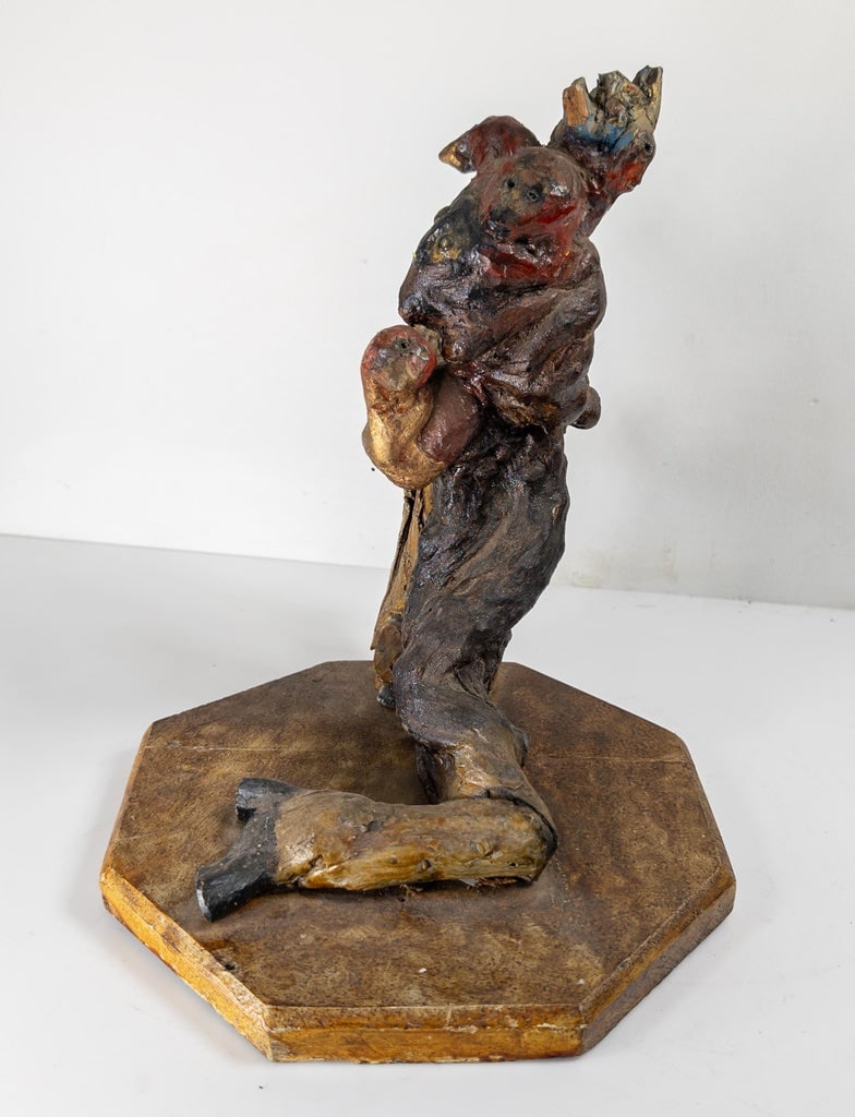 19th Century Primitive Tramp Folk Art Polychrome Driftwood Rootwood Figure - 6