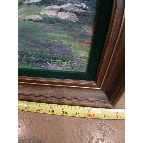 1940s Mountain Meadow Landscape Painting Original by Mitton Large Nature - 11