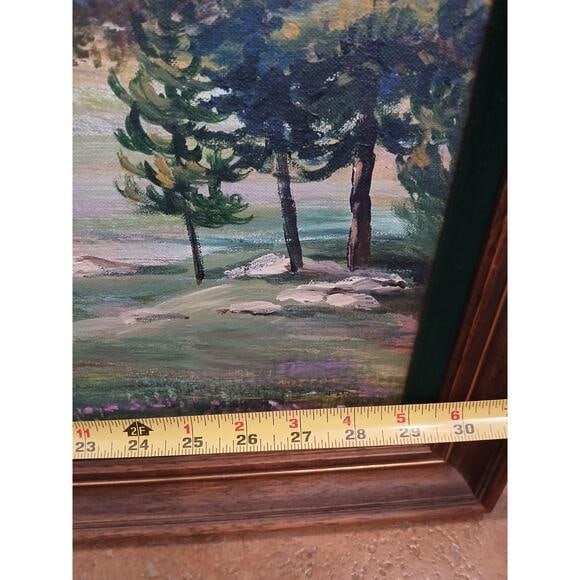 1940s Mountain Meadow Landscape Painting Original by Mitton Large Nature - 14