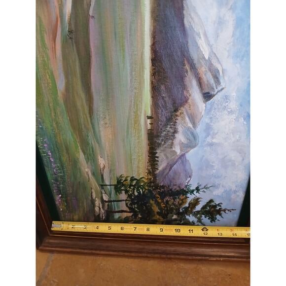 1940s Mountain Meadow Landscape Painting Original by Mitton Large Nature - 15