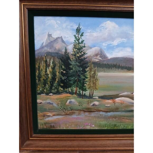 1940s Mountain Meadow Landscape Painting Original by Mitton Large Nature - 5