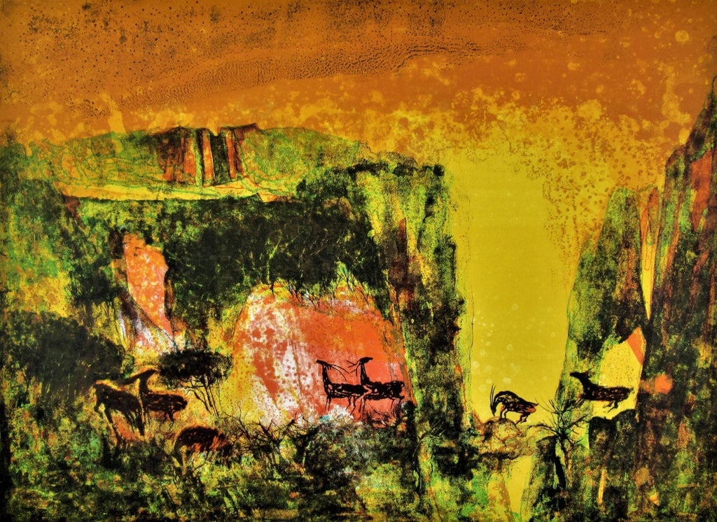 Hoi Lebadang, Landscape with Deer Herds, Circa 1970 - 2