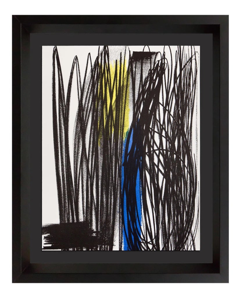 Hans Hartung Original Lithograph: Hans Hartung original lithograph, 1973. Size: 31.75 x 24 cm. Frame size: 17 1/2 x 20 1/2 in. On Wove paper from the presses of Mourlot Freres, Paris, 1973. Artwork comes with Gallery Prepared