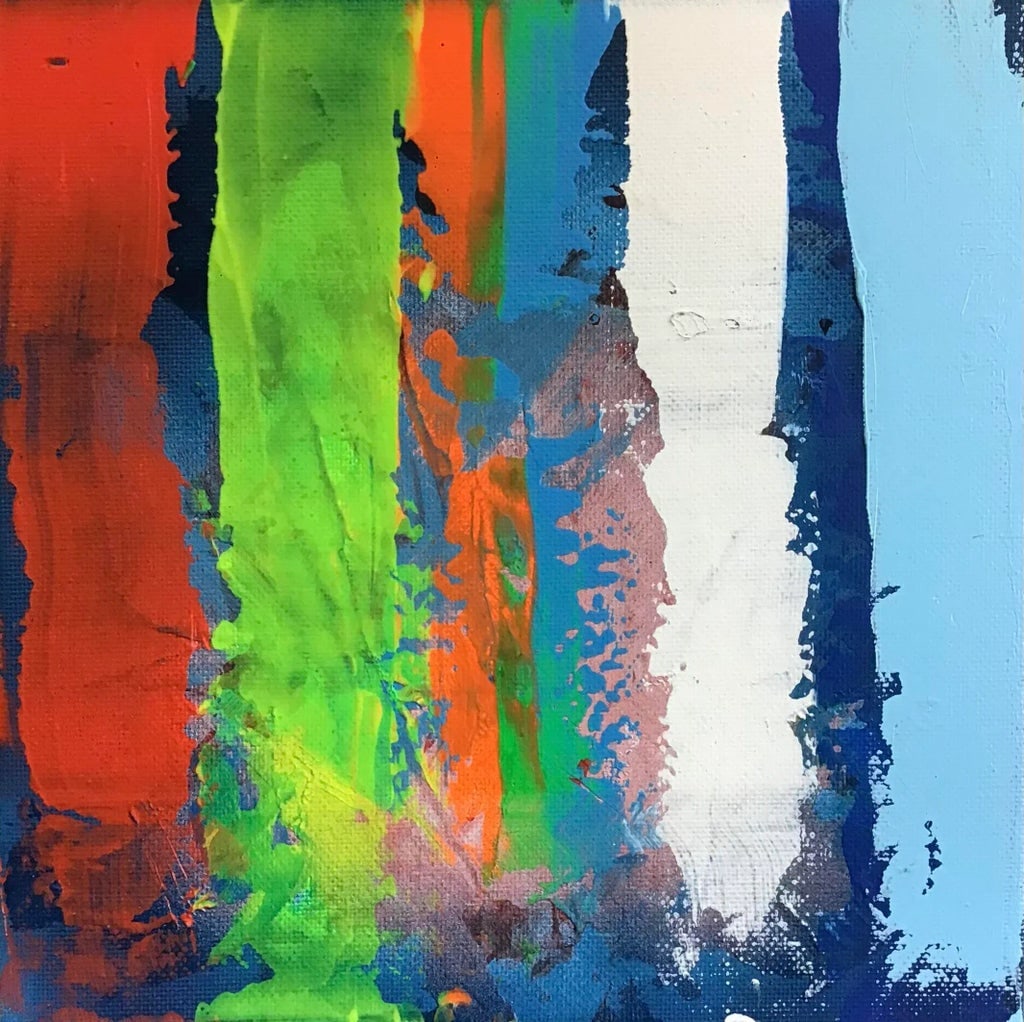 Little Color Study on Canvas Panel: Little Color Study on 8" by 8" Canvas Panel. Artist signed on the back side with S. Stilgenbauer (CA Artist Stephen Stilgenbauer). >> This size painting ships with USPS Priority Mail. Condition: