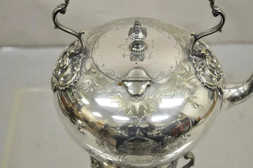Late 19th Century James Dixon & Sons Sheffield Victorian Silver Plated Tilting Coffee Tea Pot - 5