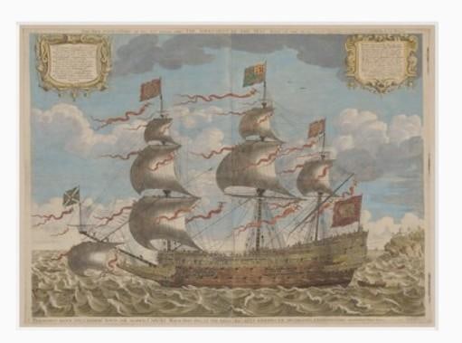 1980s British Maritime Museum Framed 17th Century Sovereign of the Seas War Ship John Payne 1637 Rep - 2