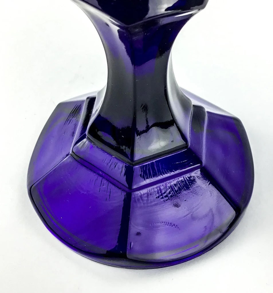 Cobalt Blue Glass Table Top Candle Holders - a Pair - 6