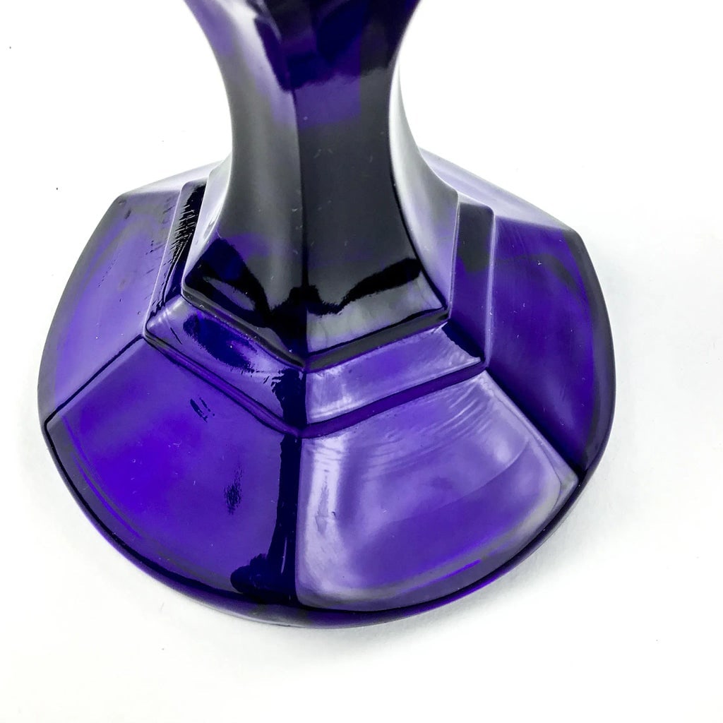 Cobalt Blue Glass Table Top Candle Holders - a Pair - 7