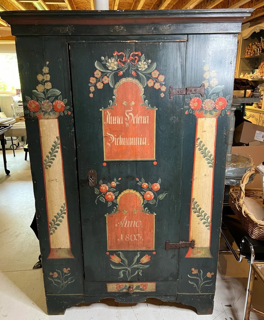 Antique Austrian Painted Cupboard Wardrobe Armoir - 4