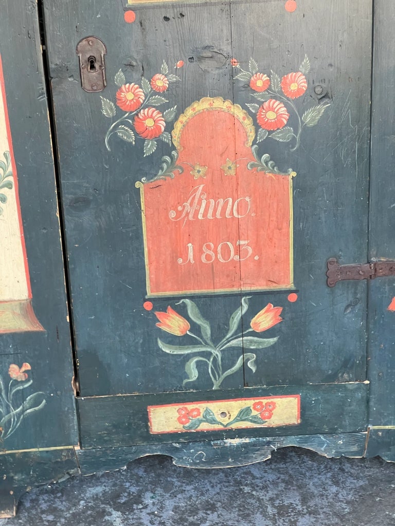 Antique Austrian Painted Cupboard Wardrobe Armoir - 6