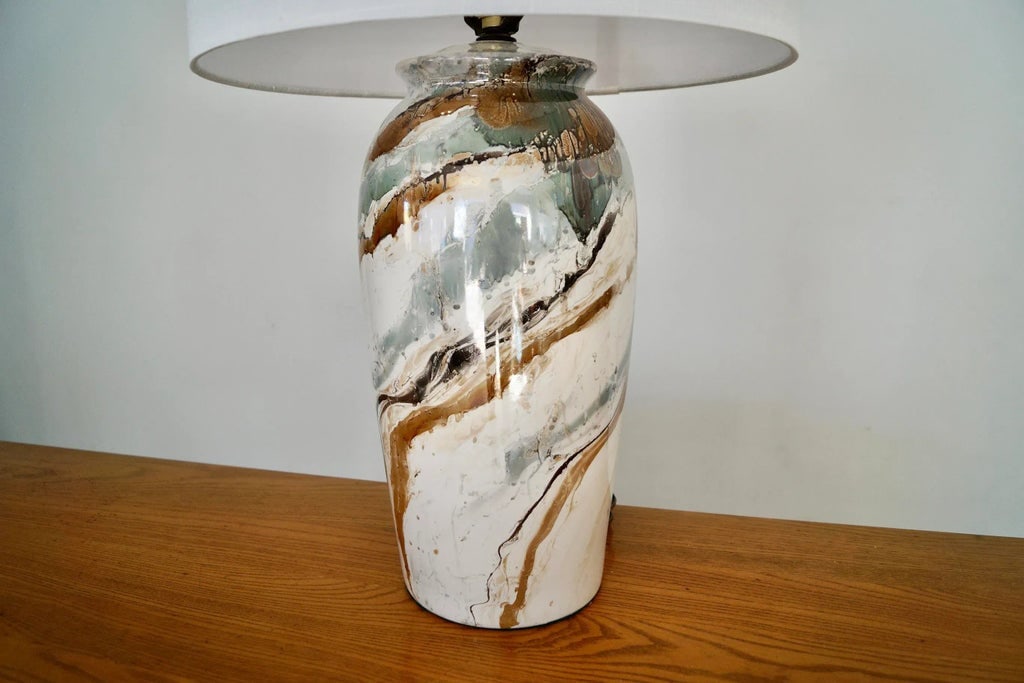 1970's Mid-Century Modern Glazed Ceramic Table Lamp - 5