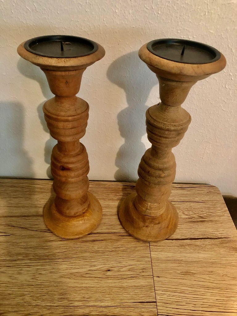 Pine Candle Sticks - A Pair - 2