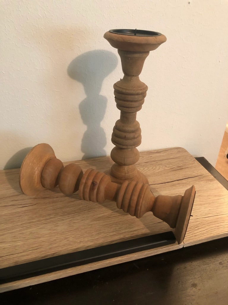 Pine Candle Sticks - A Pair - 3