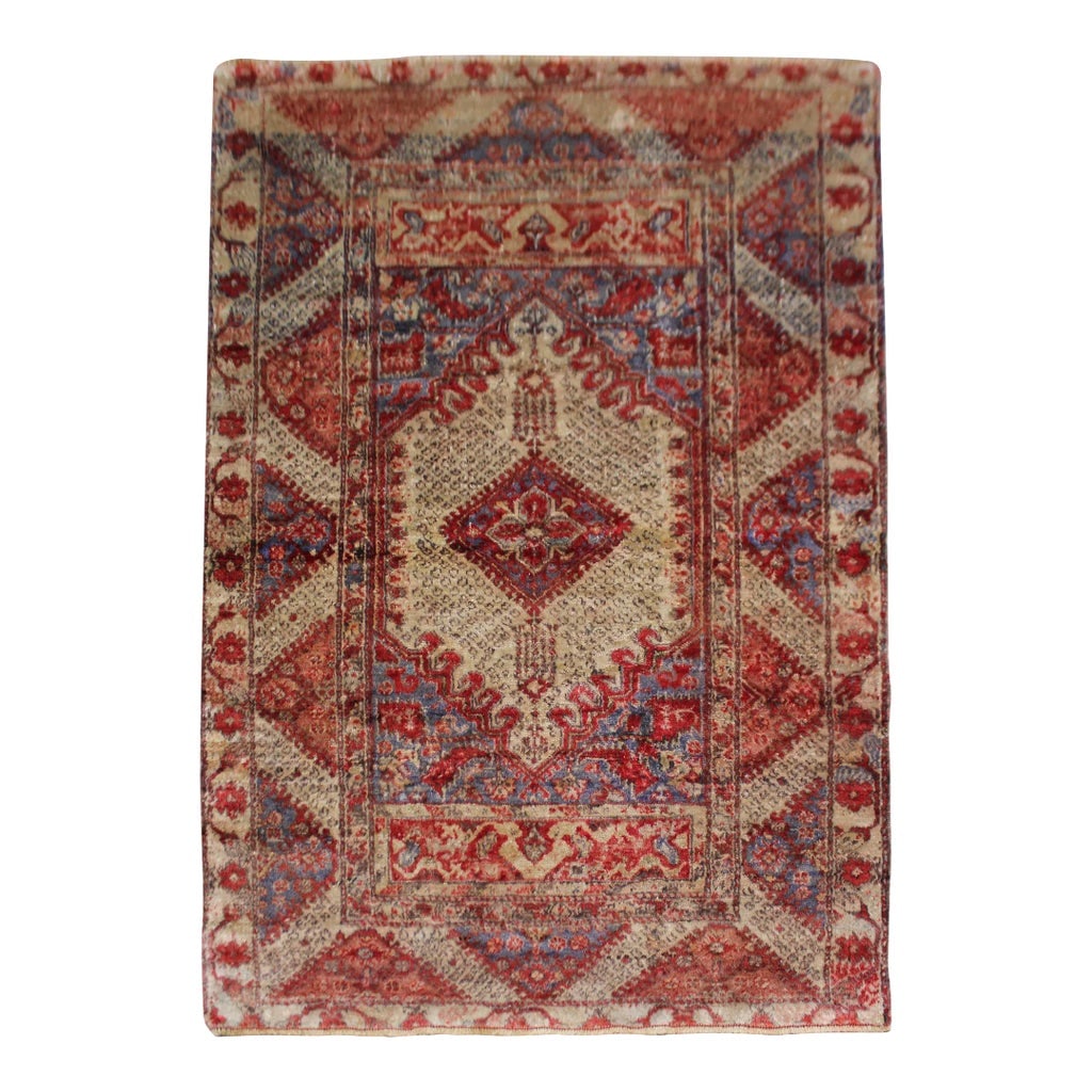 Antique Handmade Angora Oushak Rug 4'3" X 6'9": Oushak rugs are desirable as highly decorative pieces. They come in central medallion designs as well as patterns of smaller allover medallions. Angora Oushak Collection rugs are hand-spun and made