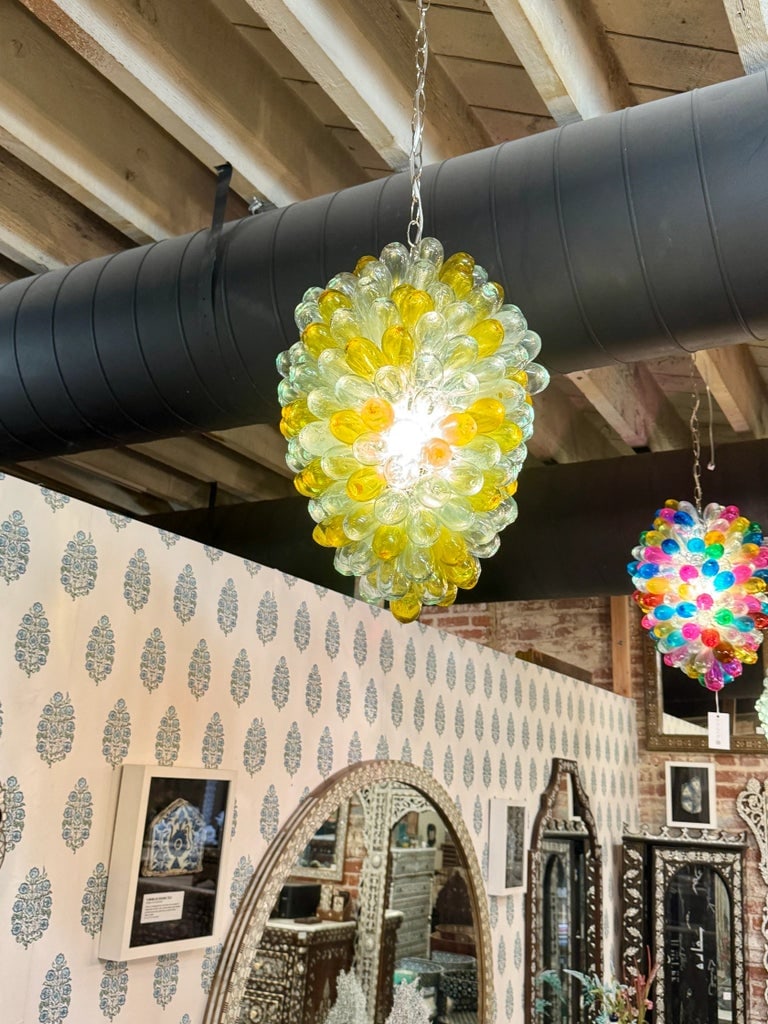 1990s Yellow Pendant of Hand Blown Glass - 2