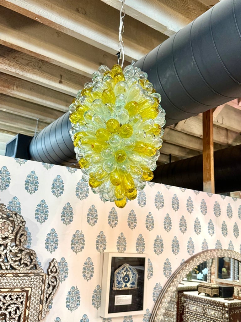 1990s Yellow Pendant of Hand Blown Glass - 6