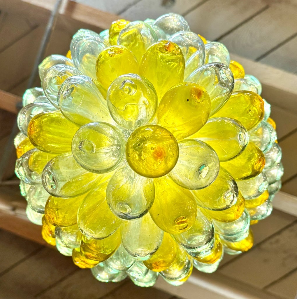 1990s Yellow Pendant of Hand Blown Glass - 8