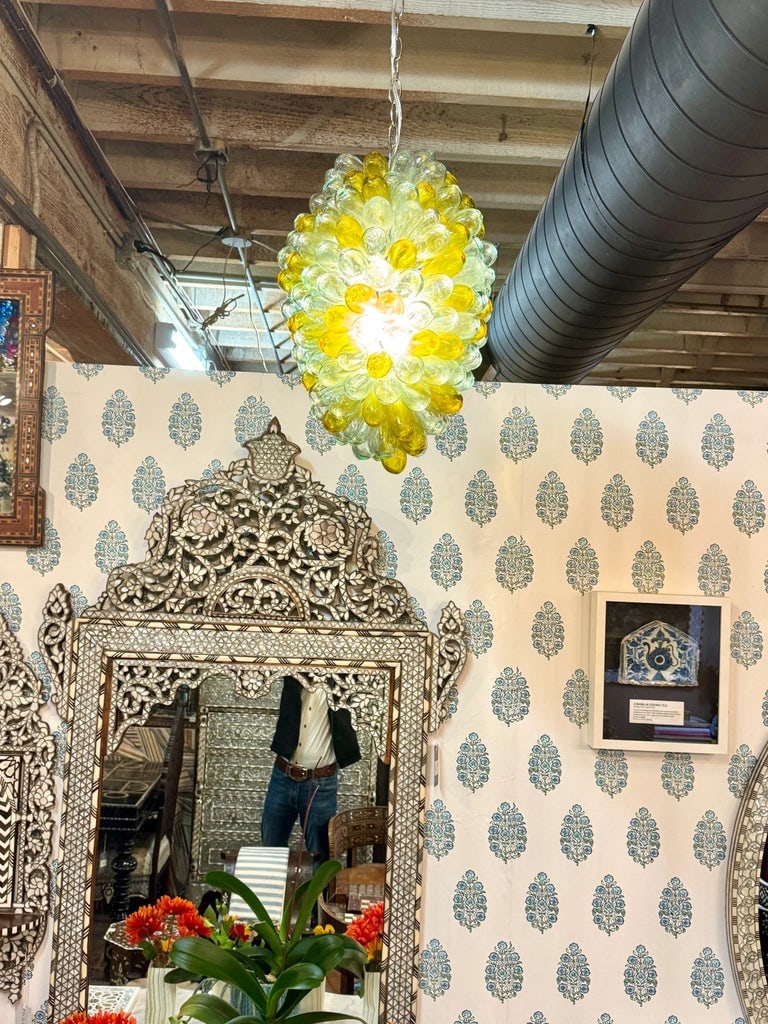 1990s Yellow Pendant of Hand Blown Glass - 9