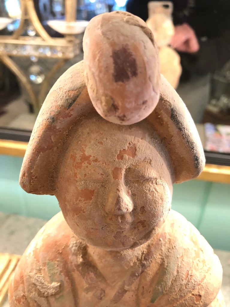Terracotta Chinese Ancestor Sculpture on Lucite Base - 10