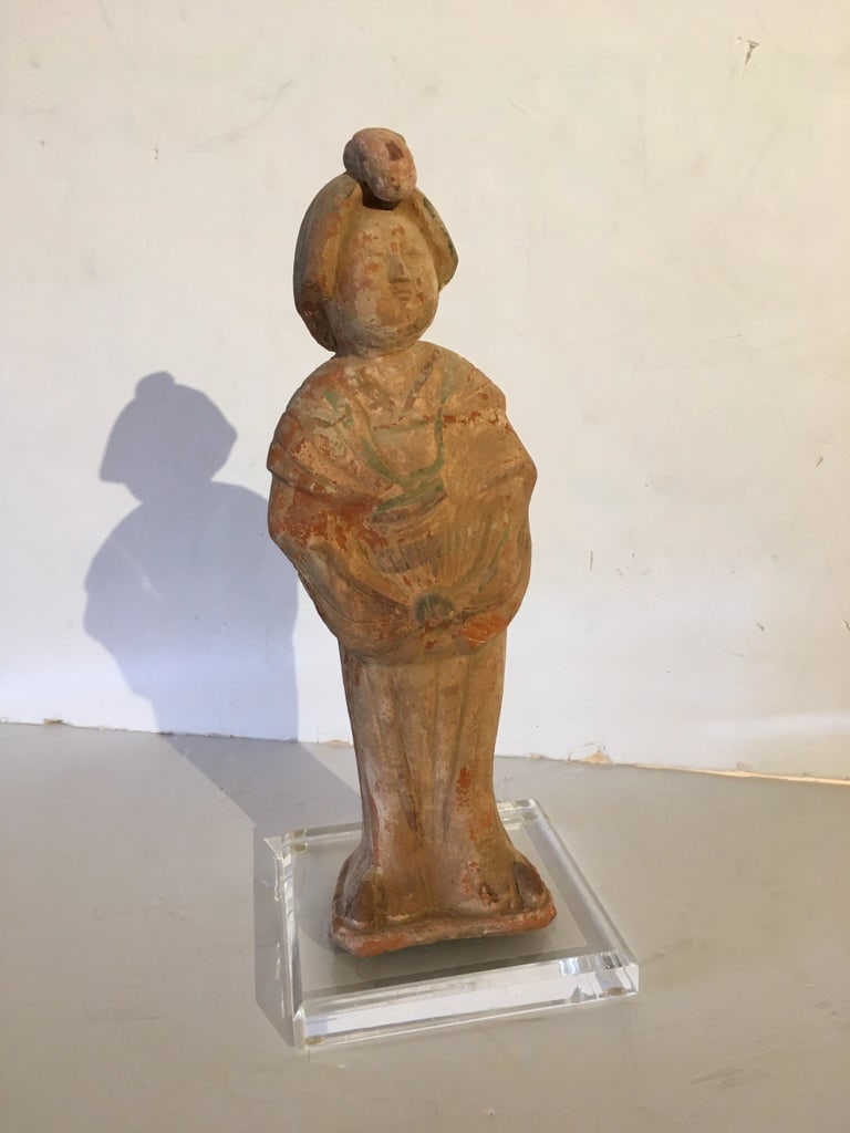 Terracotta Chinese Ancestor Sculpture on Lucite Base - 4