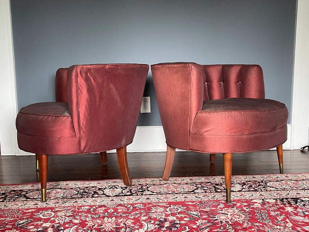 1950s Channel Back Hollywood Regency Cocktail Chairs - a Pair - 3
