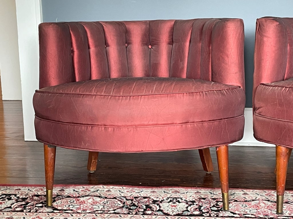 1950s Channel Back Hollywood Regency Cocktail Chairs - a Pair - 7