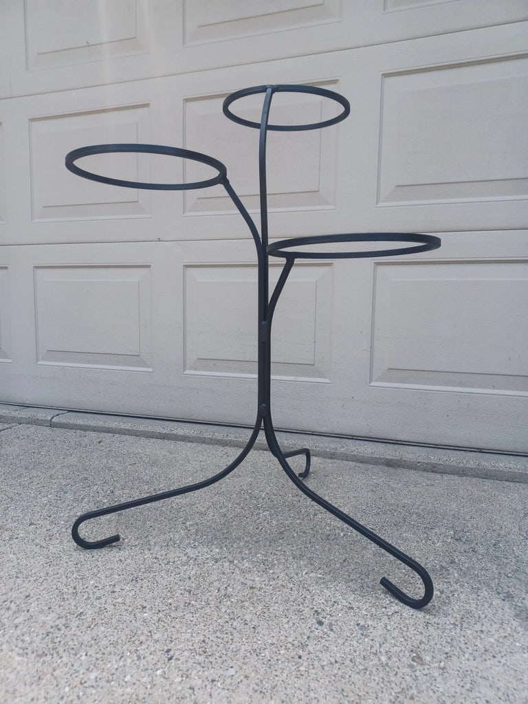 Mid Century Modern 3 Tier Wrought Iron Plant Stand - 2