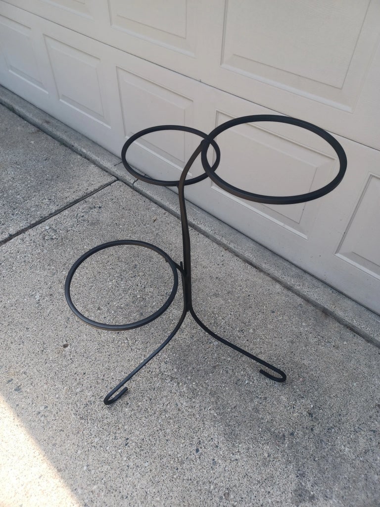 Mid Century Modern 3 Tier Wrought Iron Plant Stand - 7