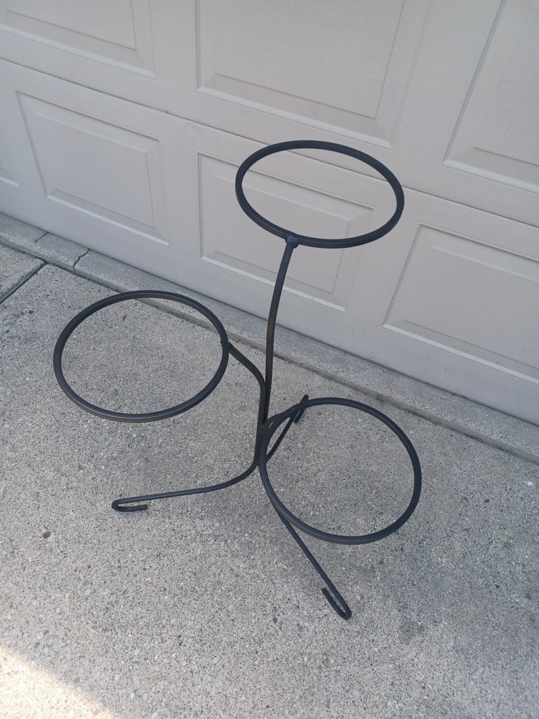 Mid Century Modern 3 Tier Wrought Iron Plant Stand - 9