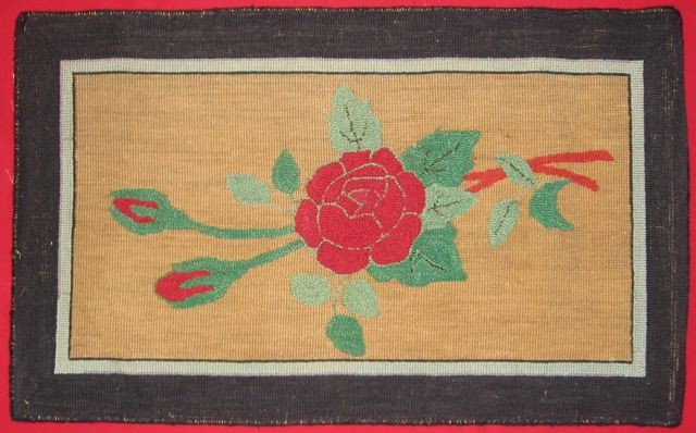 PEI Vintage Hooked Rug, #2: Title: PEI Vintage Hooked Rug, #2. Maker: Attributed to Olga Laird of Souris, PEI. Date: Unknown. Size: 24 ½” x 40 ½” (62.2 x 102.8 cm). Description: From the private collection of Pat & Connie 