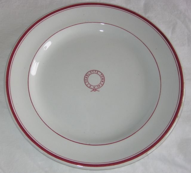 Charlottetown Steam Navigation Dinner Plate c1900: Charlottetown Steam Navigation Dinner Plate, c1900. The Archives Council of PEI says “(f)rom the 1830s to the early part of the 20th century, small steam vessels were the mode of transportation duri