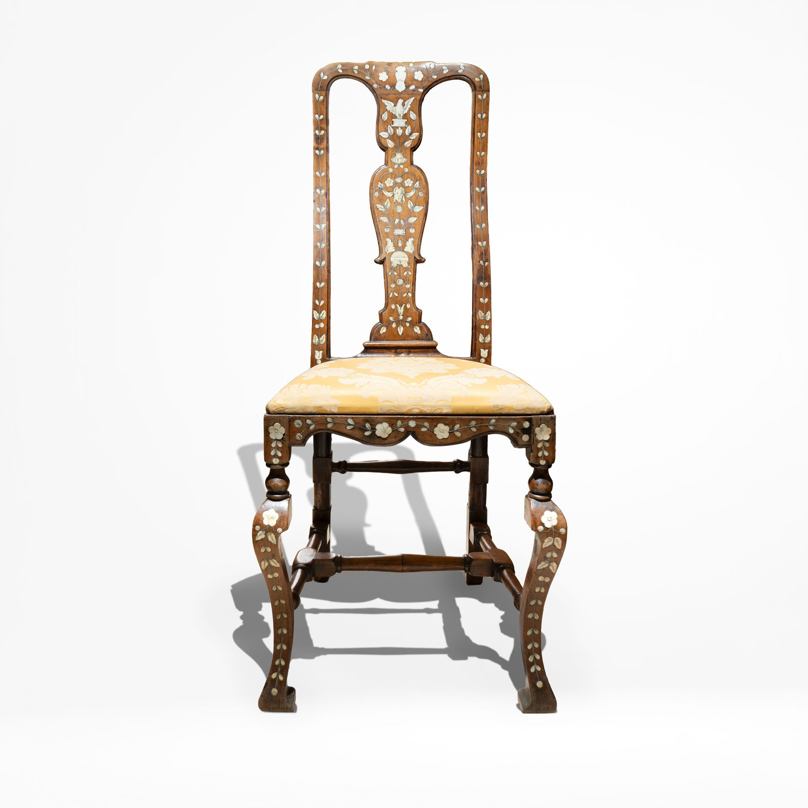 An Exotic Wood bone inlaid Chair, Goa or Dutch Indies 18th/19th Century: Goa, India (Indo-Portuguese): Known for a unique hybrid style where European furniture shapes (like the Queen Anne or D. João V) were combined with local craftsmanship and materials. These pieces fre