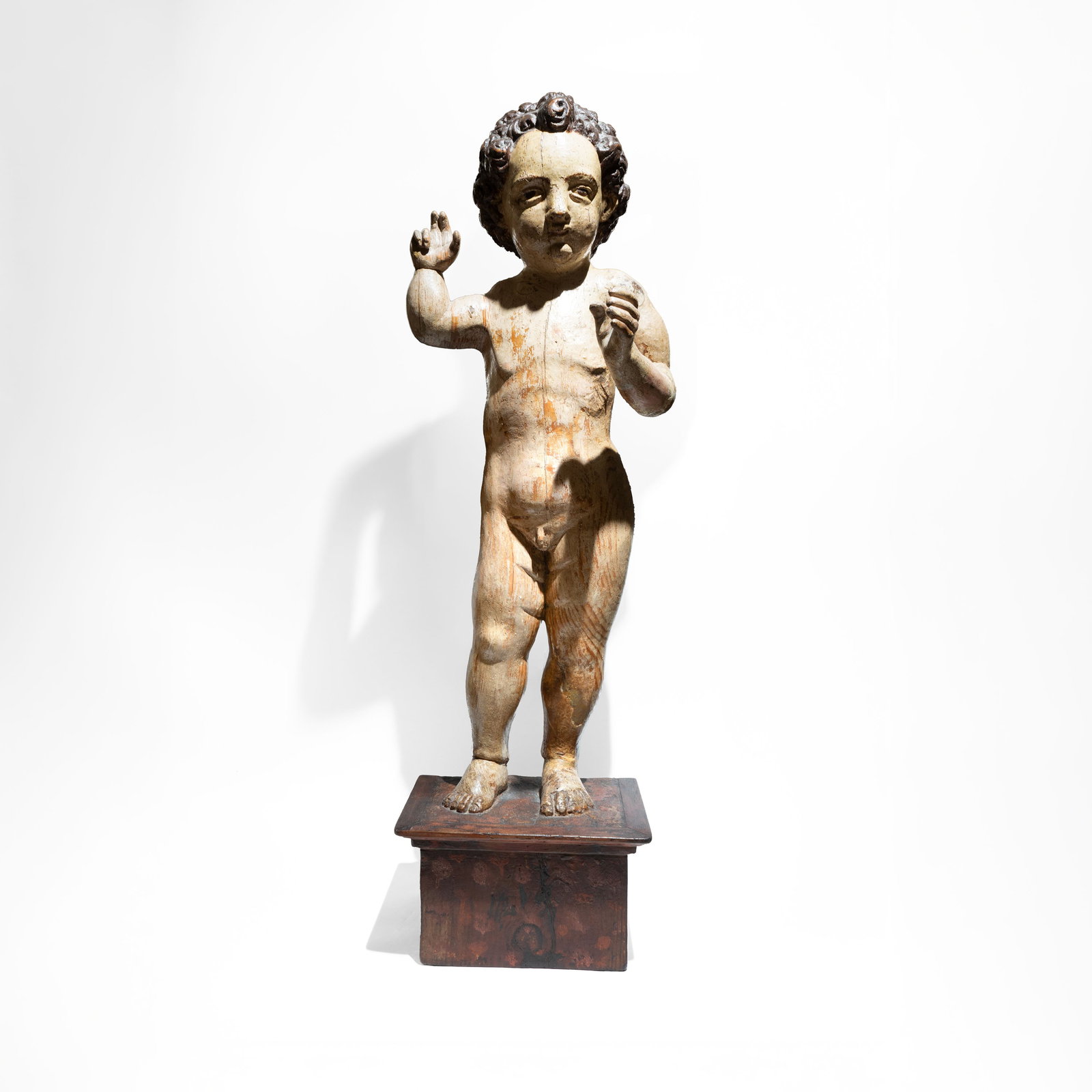 A Finely carved wooden sculpture of the Infant Christ as "Salvator Mundi" Malines (Mechelen), 16th (1 of 3)