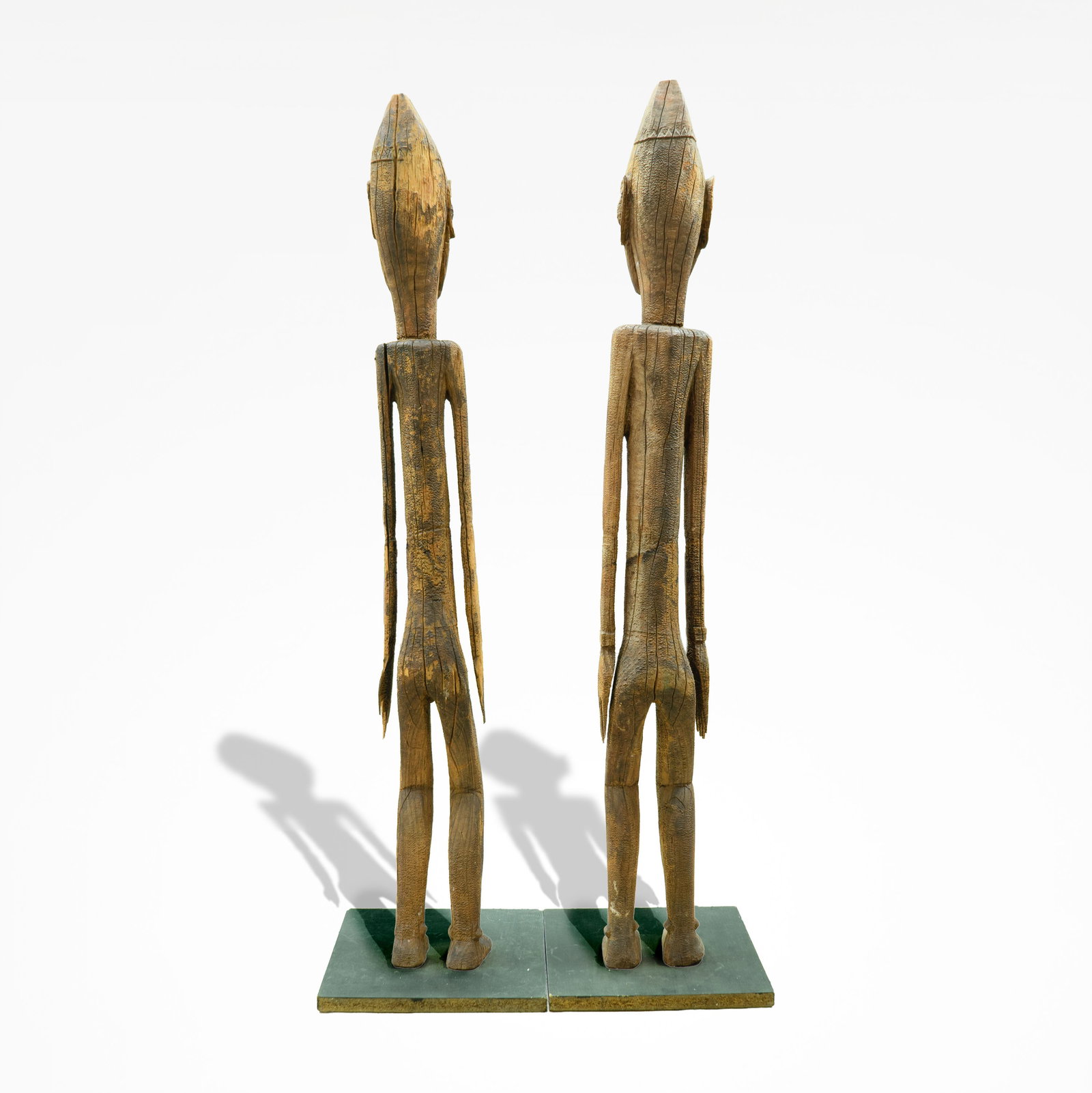 Dayak Hampatong Figures of Male and Female Kalimantan, Borneo, Indonesia: These couples represent ancestral spirits and are central to their spiritual life. Male and female pairs represent the duality of the universe and the balance of life. They are often placed together a