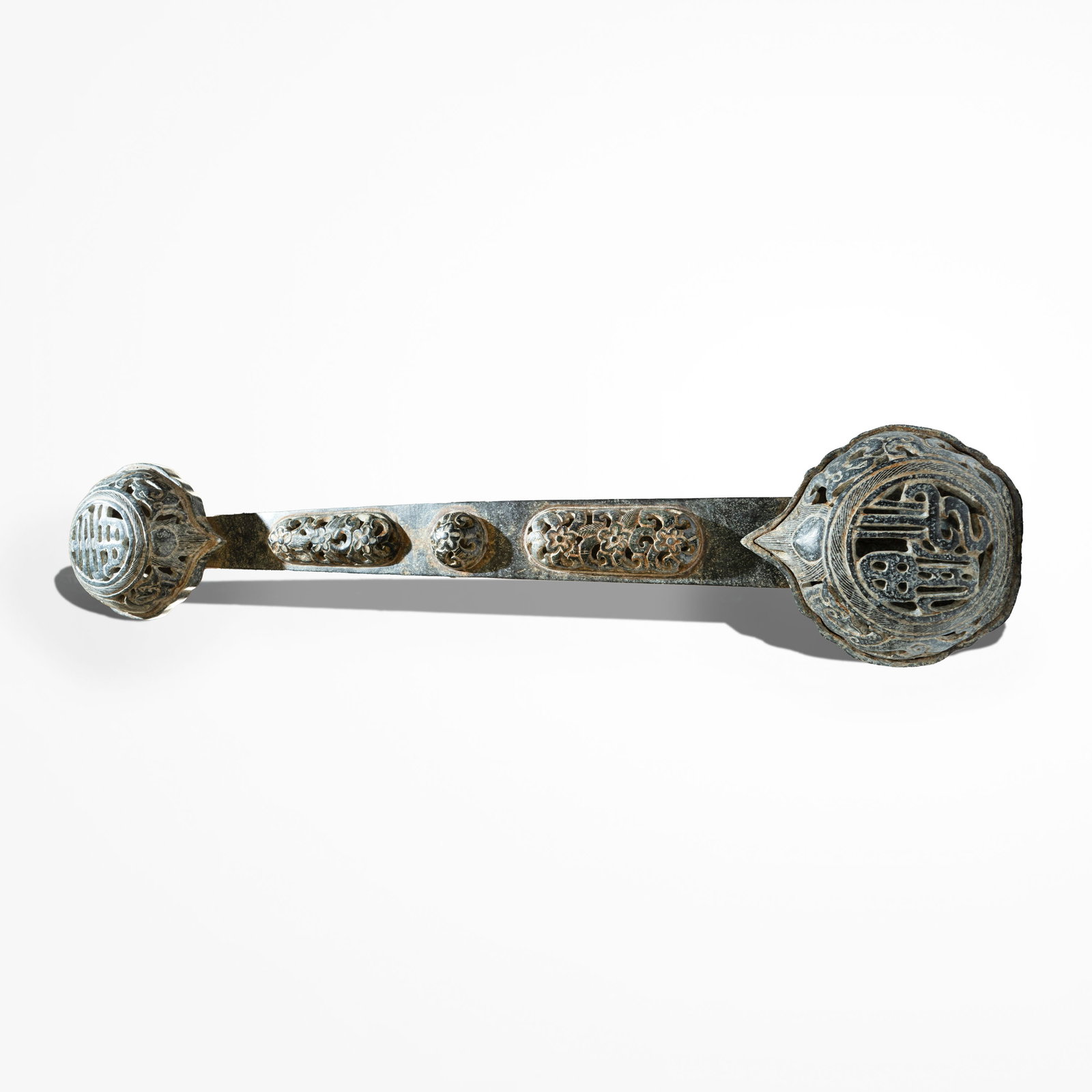 Chinese Ruyi Scepter carved in Shoushan Stone Republic Period (1912-1949): The word Ruyi (???) literally translates to "as you wish" or "according to your heart's desire." In Chinese culture, it is a powerful symbol of good fortune, harmony, and authority. The large, rounded