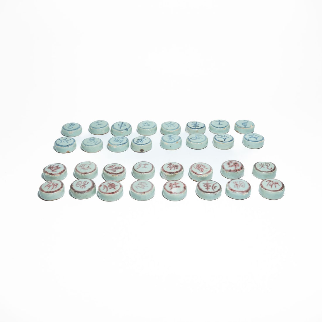 Antique Xiangqi clay set with porcelain surface (1 of 2)