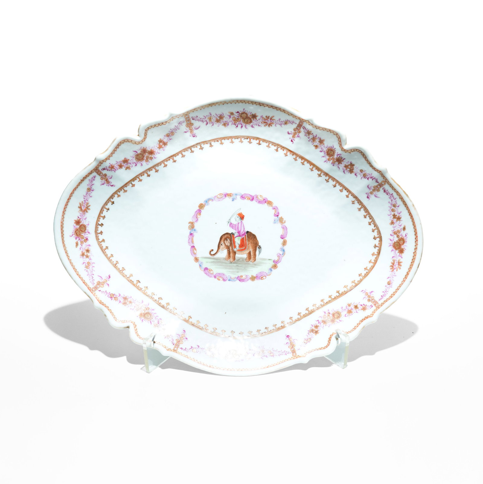 A Rare Chinese Export Famille Rose "Elephant and Mahout" Platter Qing Dynasty, Qianlong Period, (1 of 1)