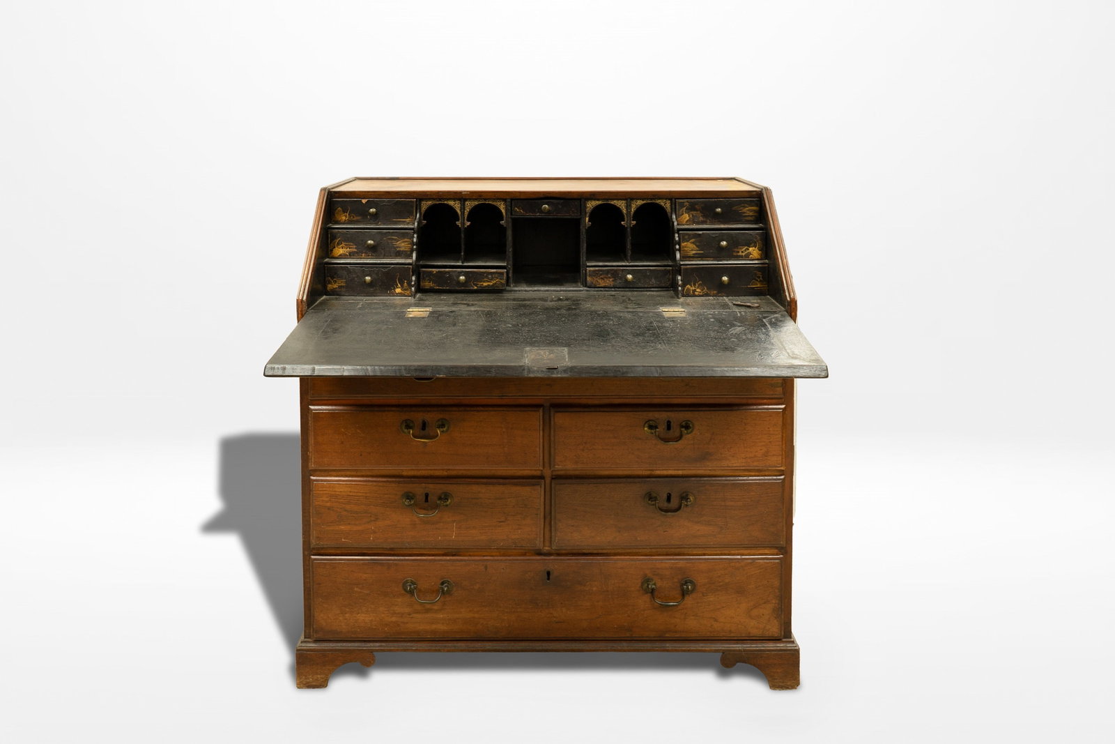 A Mahogny Writing Desk with black lacquer and gold Chinoisserie George III, Late 18th Century (1 of 1)