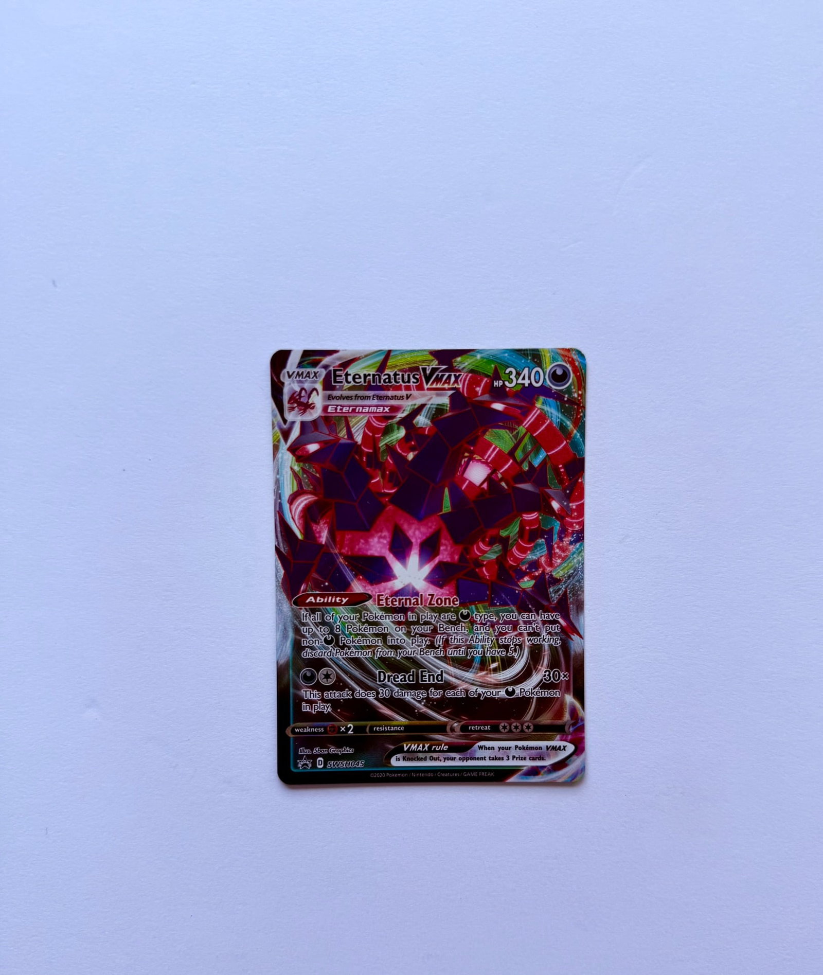 Eternatus VMAX SWSH045 Pokemon Card: Eternatus VMAX SWSH045 Pokémon card. Card is in Near Mint condition. Please see photos for overall condition before bidding.