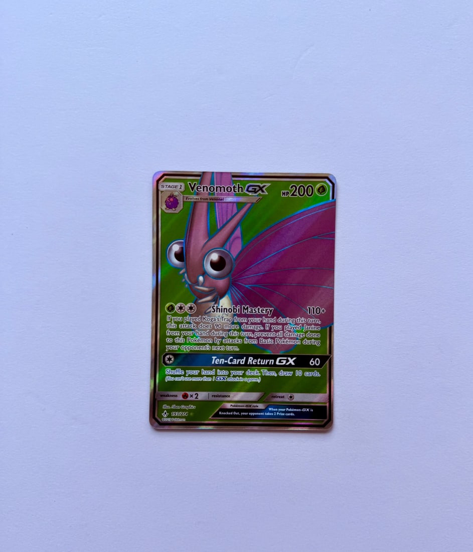 Venomoth GX 193/214 Pokemon Card: Venomoth GX 193/214 Pokémon card. Card is in Near Mint condition. Please see photos for overall condition before bidding.
