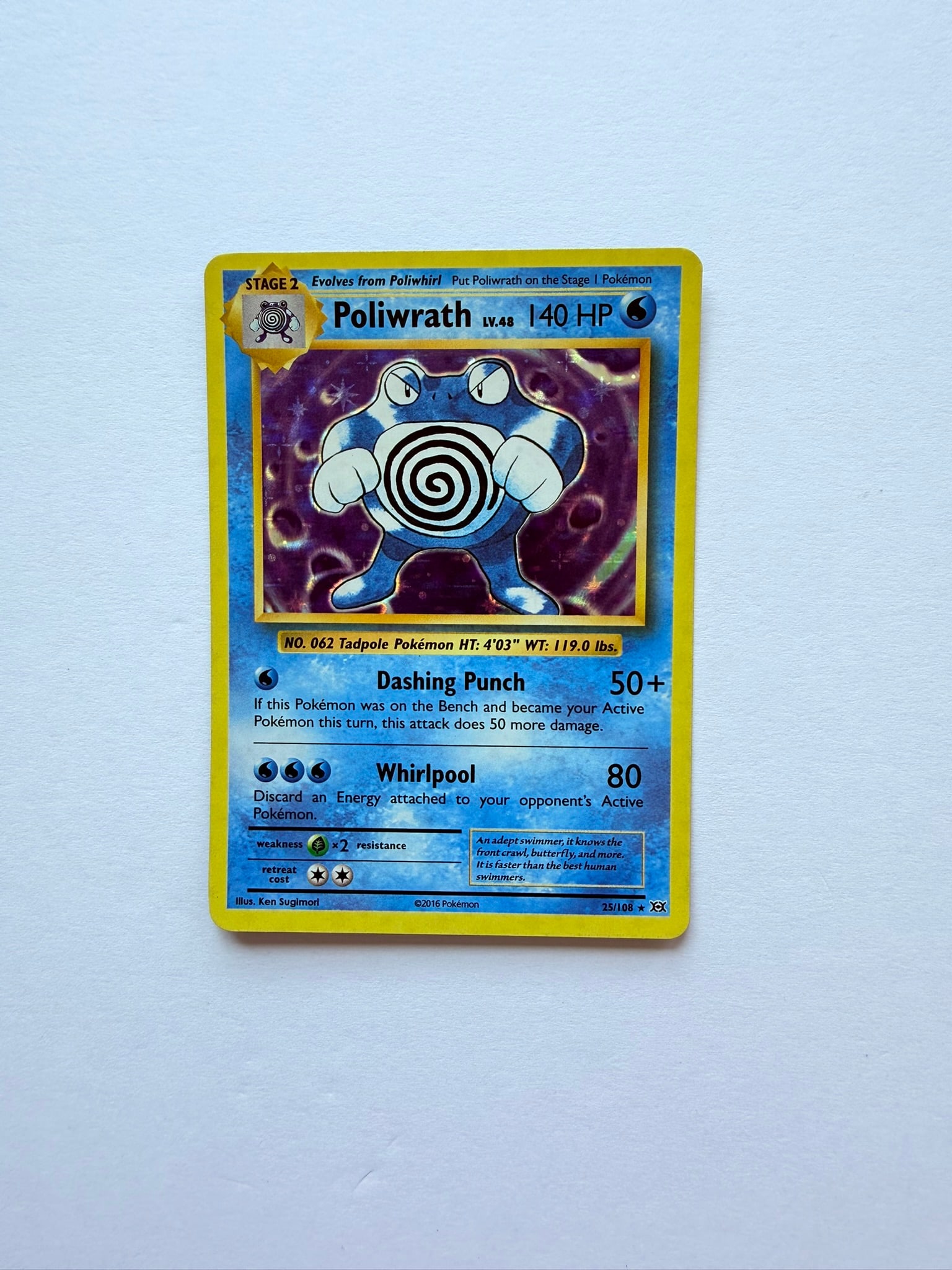 Poliwrath 25/108 Holo Evolutions Pokemon Card: Poliwrath 25/108 Holo Pokémon card from the Evolutions set. Card appears in Near Mint condition. Please review photos carefully for overall condition before bidding.