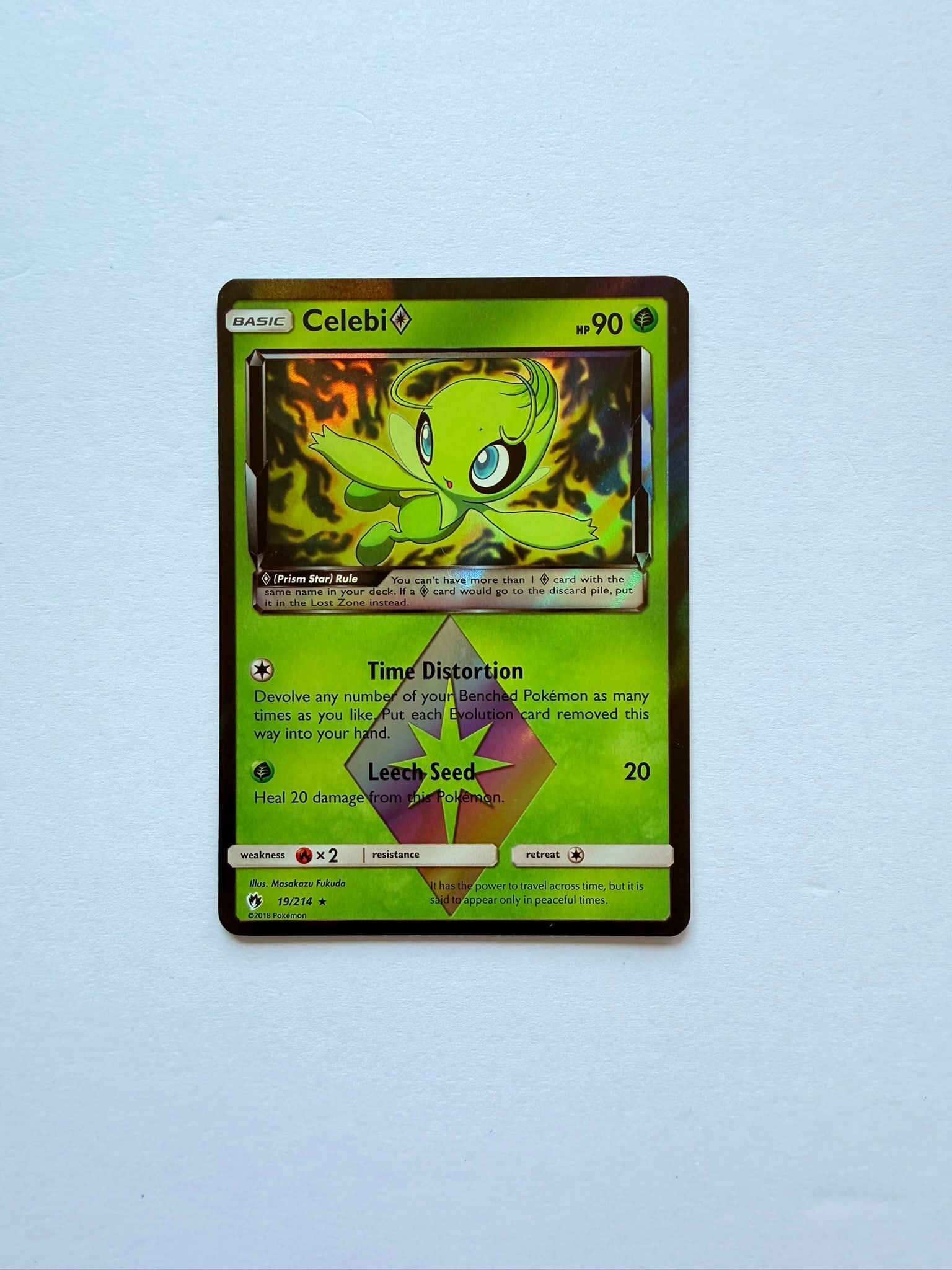 Celebi Prism Star 19/214 Pokemon Card: Celebi Prism Star 19/214 Pokémon card. Card appears in Near Mint condition. Please review photos carefully for overall condition before bidding.
