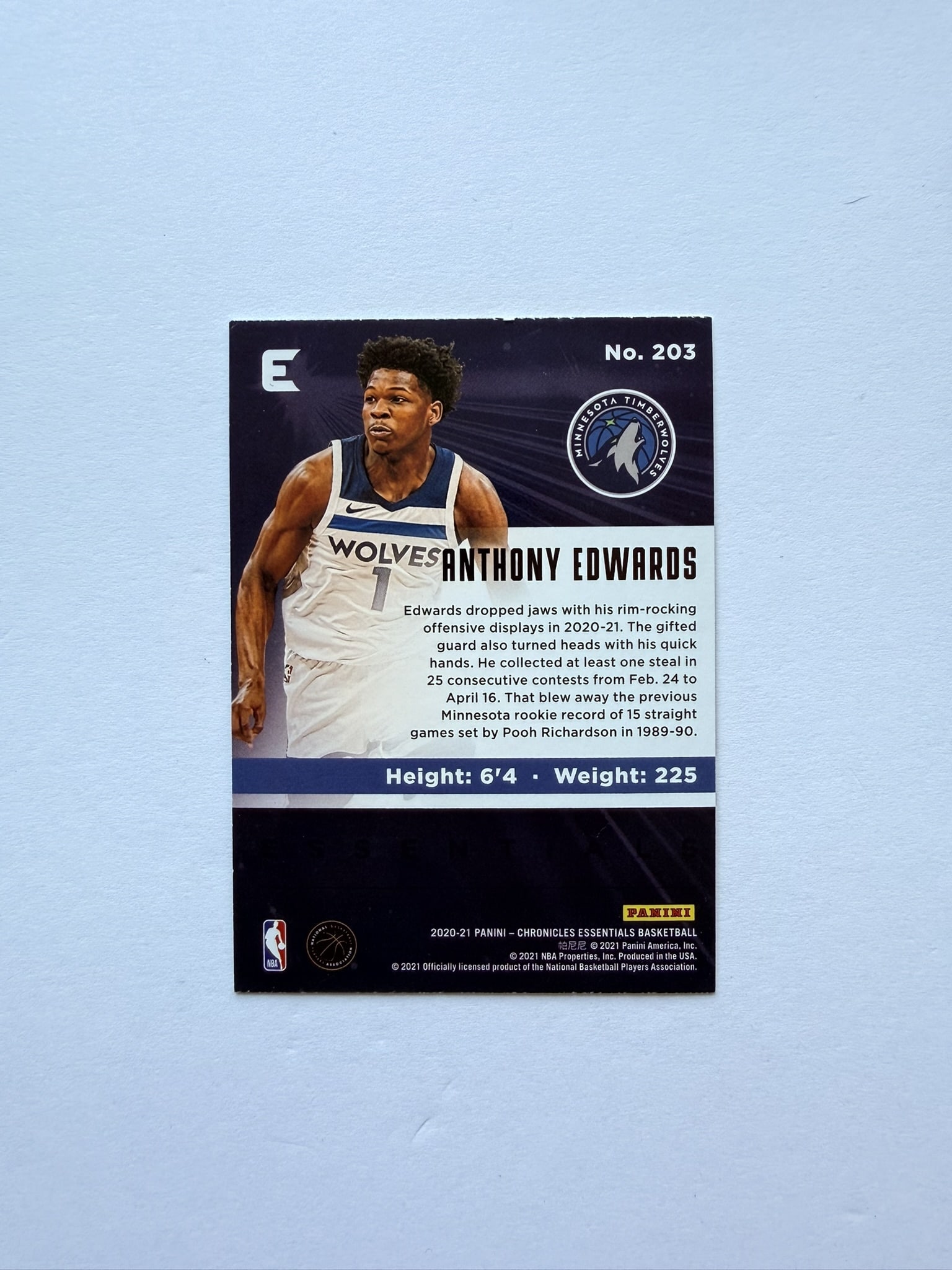 Anthony Edwards Rookie Card Minnesota Timberwolves (1 of 2)