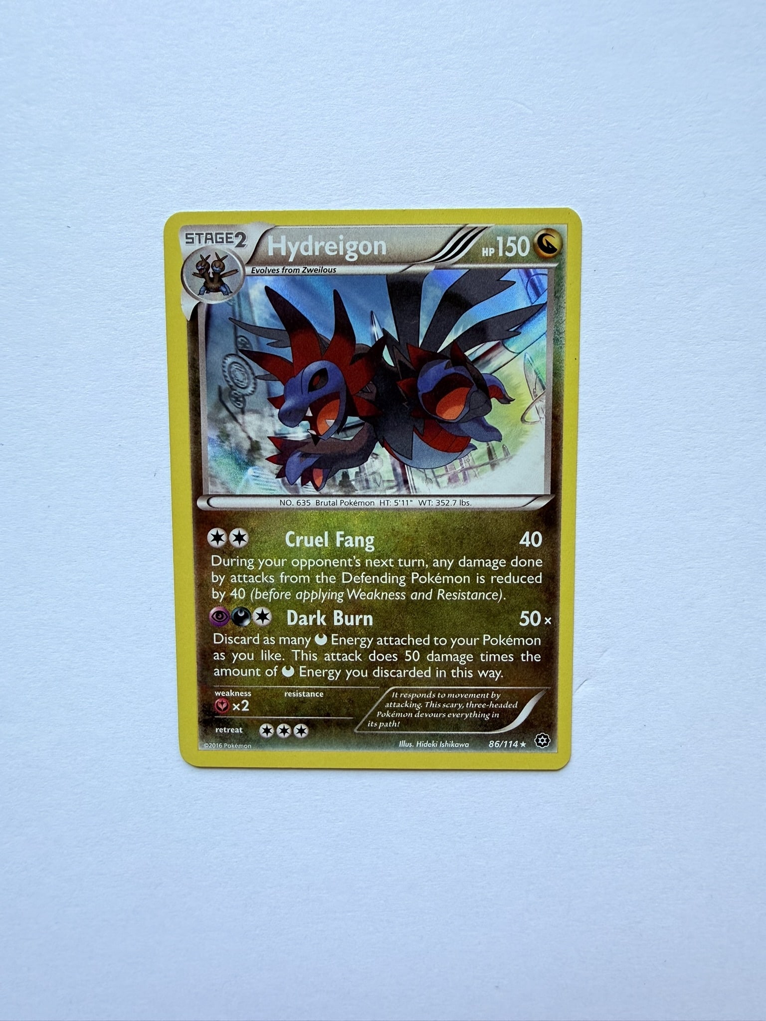 Pokemon Hydreigon 86/114 Steam Siege Holo Rare Card (1 of 2)