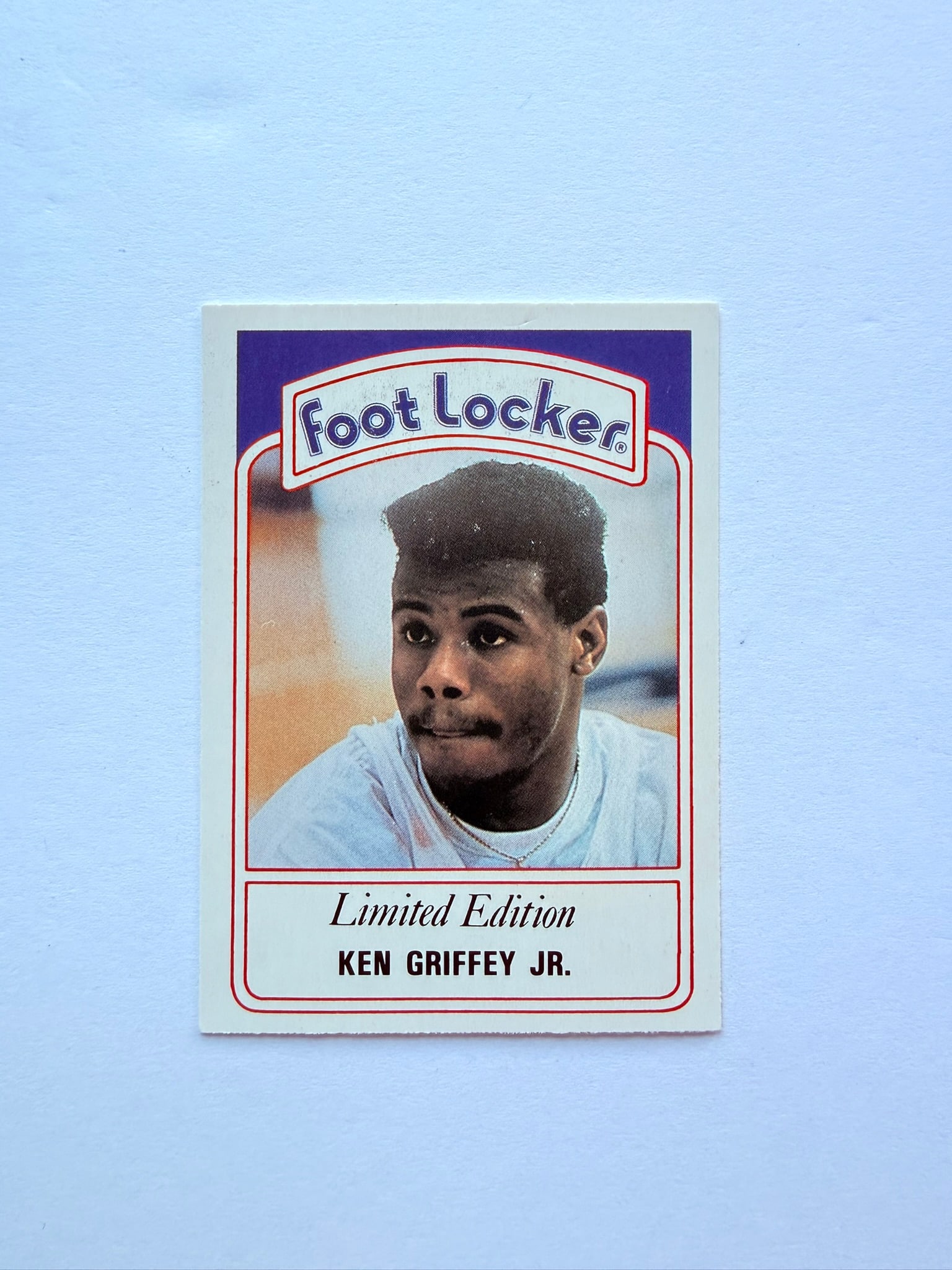1991 Foot Locker Slam Fest Ken Griffey Jr. Limited Edition: 1991 Foot Locker Slam Fest limited edition Ken Griffey Jr. promotional card featuring early-career Seattle Mariners superstar. Regional promo issue with collectible nostalgia appeal and vintage early-