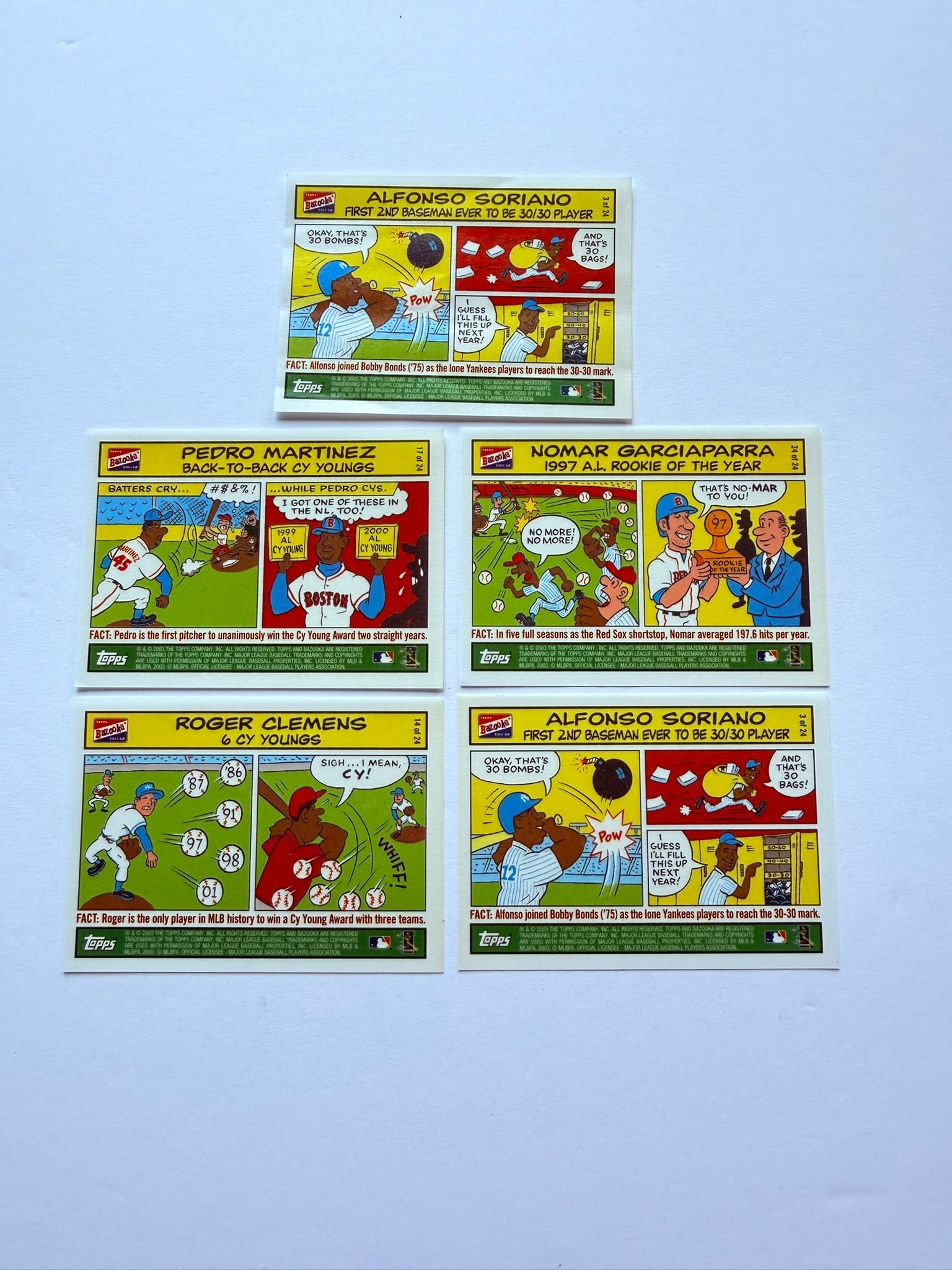 2003 Topps Bazooka Comic Cards Lot (Pedro Martinez, Roger Clemens, Nomar Garciaparra, Alfonso (1 of 1)
