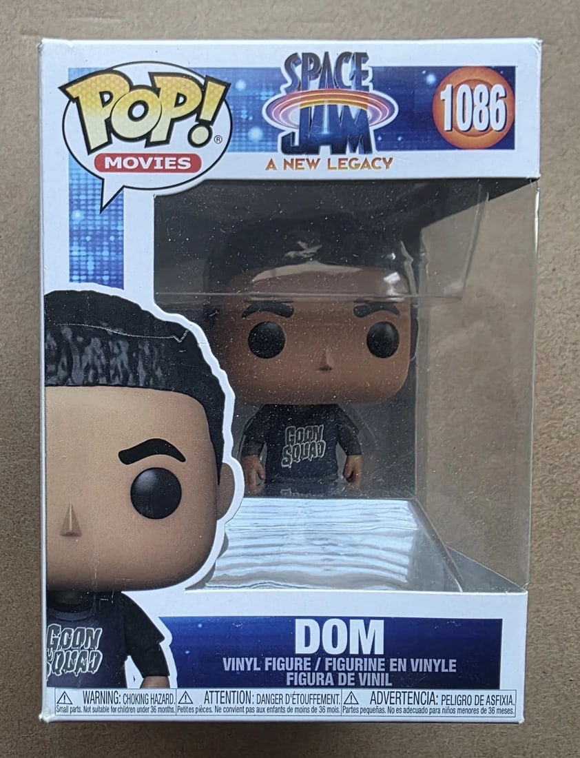 Funko Pop! Movies Space Jam A New Legacy Dom #1086 Vinyl Figure: Funko Pop! Movies Space Jam A New Legacy Dom #1086 vinyl figure. Box shows light shelf wear. Great collectible for Space Jam and Funko fans.